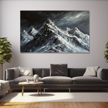 Black and White Mountain Painting